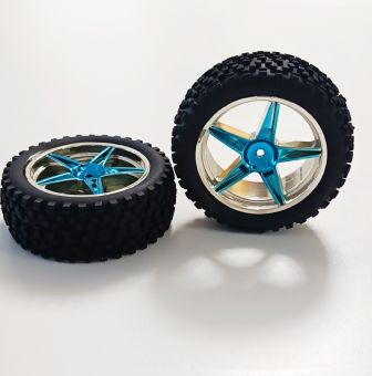 1:10 2 Felgen mit Reifen - 1 Set blau